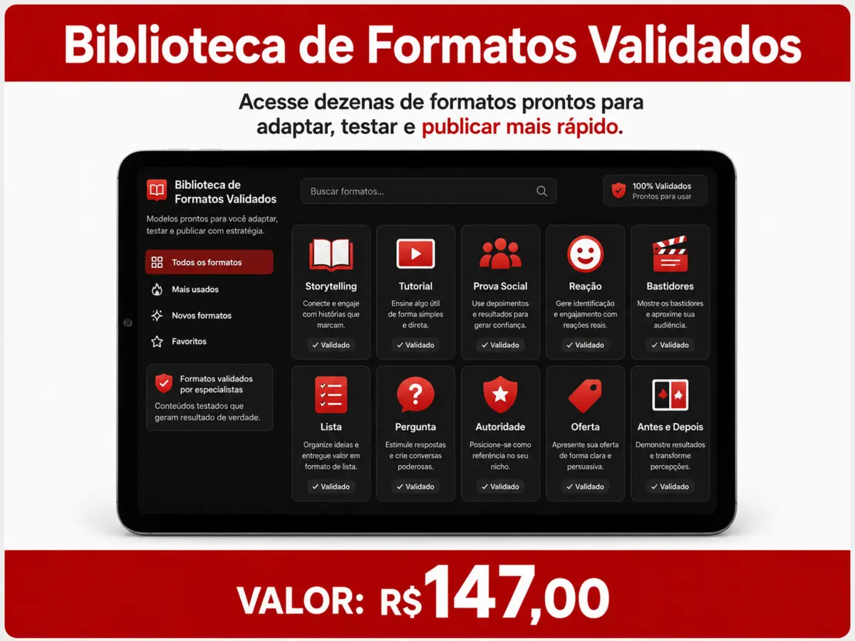 Biblioteca de Formatos Validados — valor R$ 147